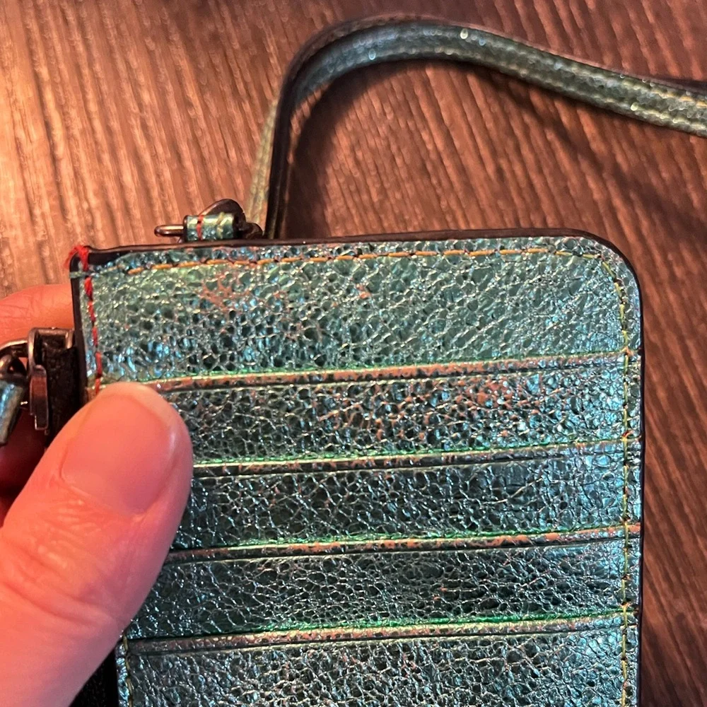 Kurt Geiger Metallic Quilted Card Holder with Lanyard - Picture 7 of 8